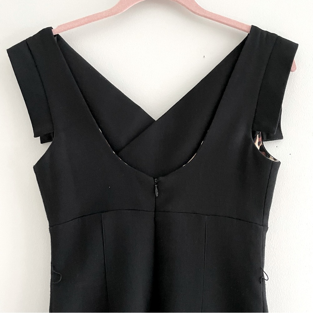 Bebe Black Mini Dress With Leopard Print Lining And Reversible Belt - Picture 7 of 16